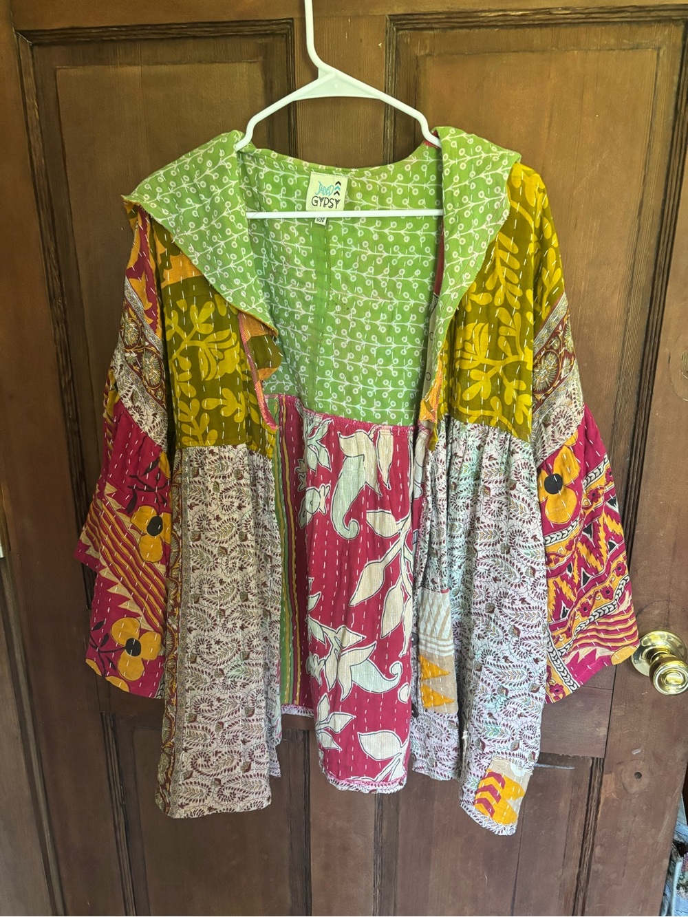 Multicolor Jaded Gypsy Patchwork Hooded Jacket